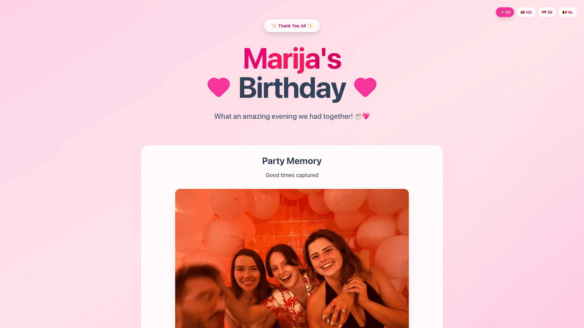 Marija's Birthday Party - Event Website project preview